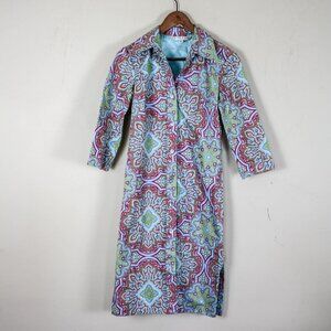 Trina Turk Dress Print Shirtdress Blue Ora…